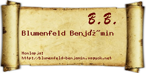 Blumenfeld Benjámin névjegykártya